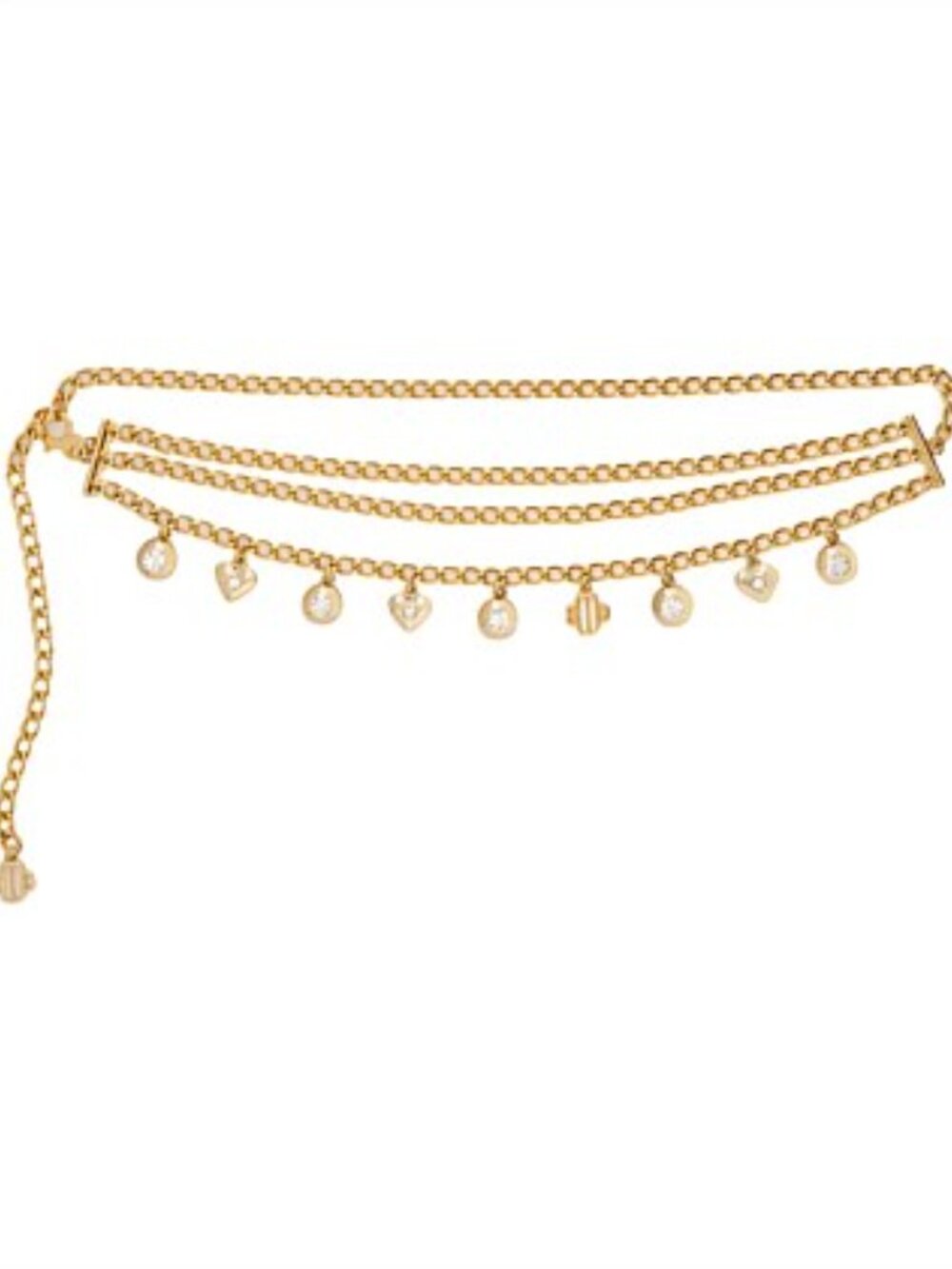 NWT Maje Crystal Charm Belt Gold Chain
